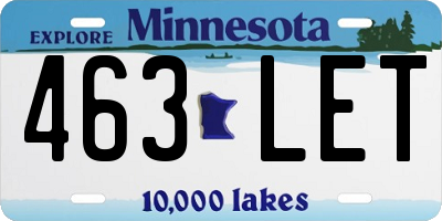 MN license plate 463LET