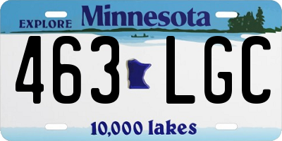MN license plate 463LGC