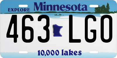 MN license plate 463LGO