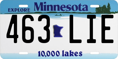 MN license plate 463LIE