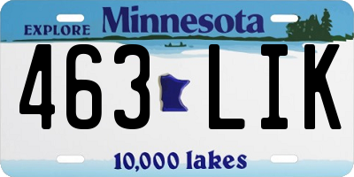 MN license plate 463LIK