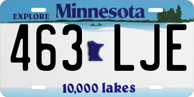 MN license plate 463LJE