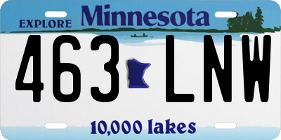 MN license plate 463LNW