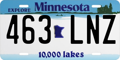 MN license plate 463LNZ