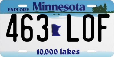 MN license plate 463LOF