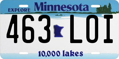 MN license plate 463LOI