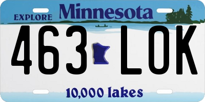 MN license plate 463LOK