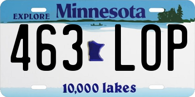 MN license plate 463LOP
