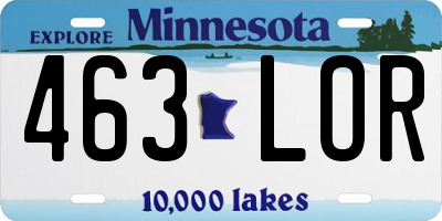 MN license plate 463LOR