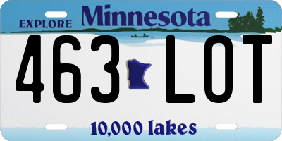 MN license plate 463LOT