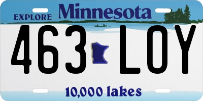 MN license plate 463LOY