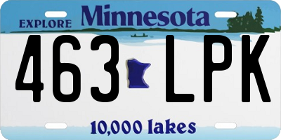 MN license plate 463LPK