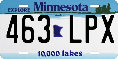 MN license plate 463LPX