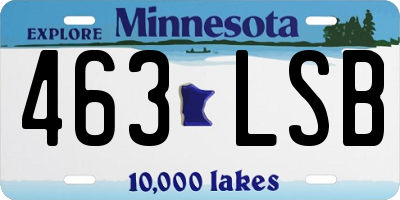 MN license plate 463LSB