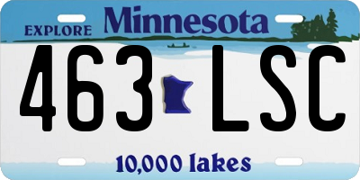 MN license plate 463LSC