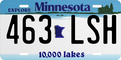 MN license plate 463LSH