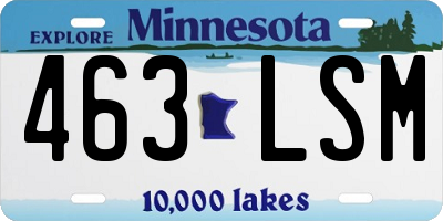 MN license plate 463LSM