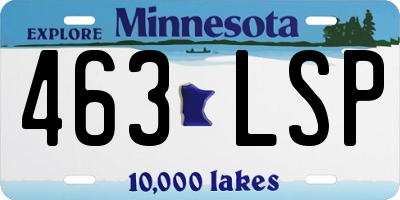 MN license plate 463LSP