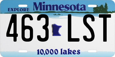 MN license plate 463LST