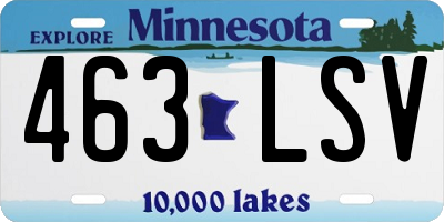 MN license plate 463LSV