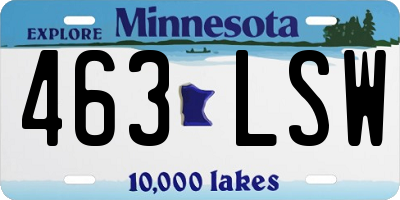 MN license plate 463LSW