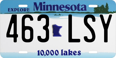 MN license plate 463LSY