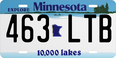 MN license plate 463LTB