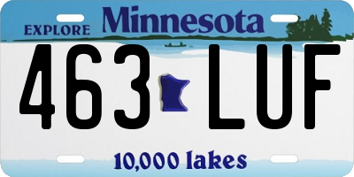 MN license plate 463LUF