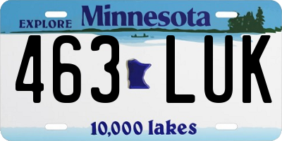 MN license plate 463LUK