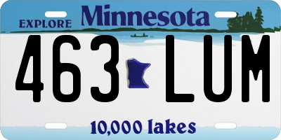 MN license plate 463LUM