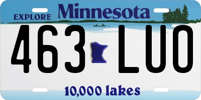 MN license plate 463LUO
