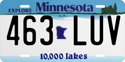 MN license plate 463LUV