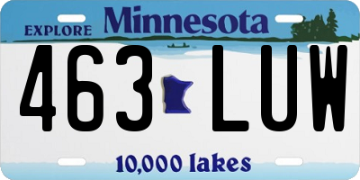 MN license plate 463LUW
