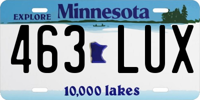 MN license plate 463LUX