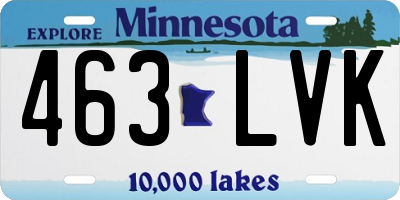 MN license plate 463LVK