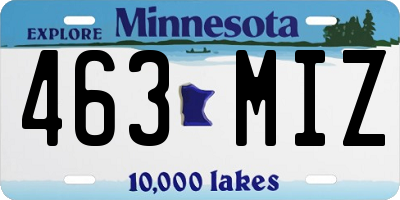 MN license plate 463MIZ