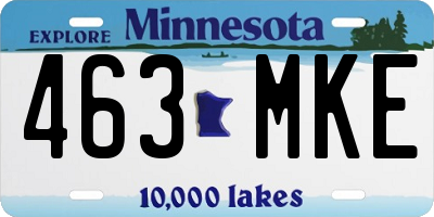 MN license plate 463MKE