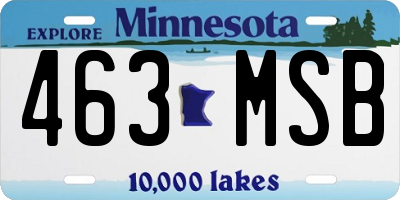 MN license plate 463MSB