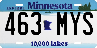 MN license plate 463MYS