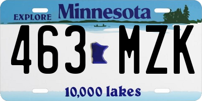 MN license plate 463MZK