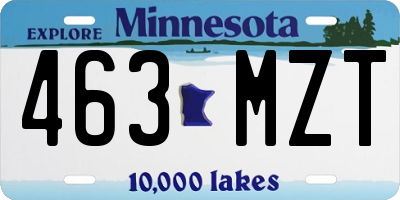 MN license plate 463MZT