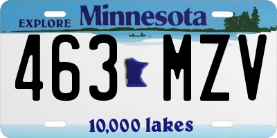 MN license plate 463MZV