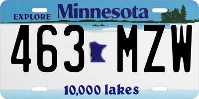 MN license plate 463MZW