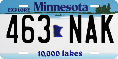 MN license plate 463NAK