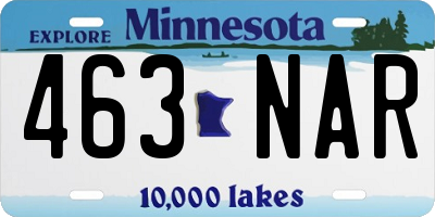 MN license plate 463NAR