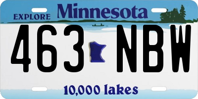 MN license plate 463NBW
