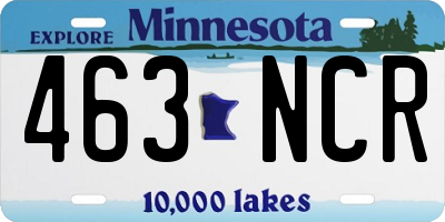 MN license plate 463NCR