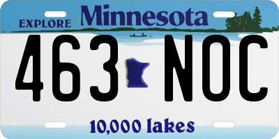 MN license plate 463NOC