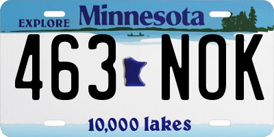 MN license plate 463NOK