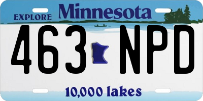 MN license plate 463NPD